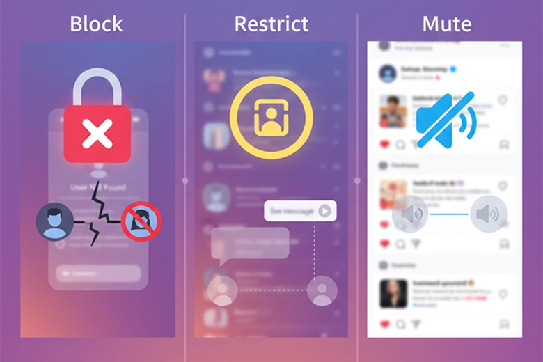 تفاوت بلاک (Block) با رستریکت (Restrict) و میوت (Mute) در اینستاگرام